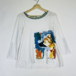 Meadow Rue Medium Lauren‎ Carlson Wolcott Dog Top Shirt Whimsical Fun Quirky